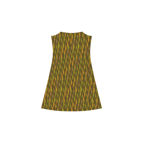 Autumn Gold and Green Triangle Peaks Alcestis Slip Dress (Model D05)