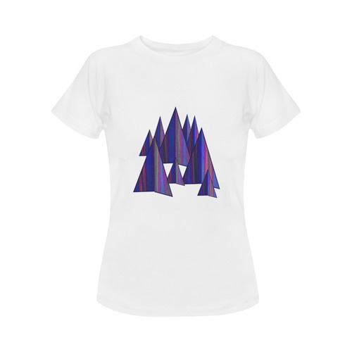 Purple and Blue Triangle Peaks Women's Classic T-Shirt (Model T17）