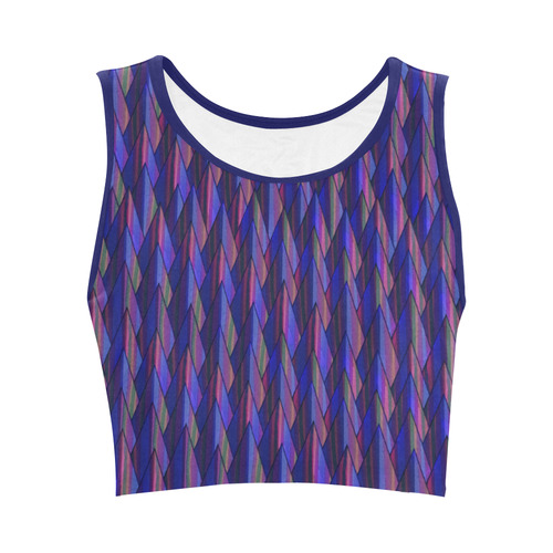 Purple and Blue Triangle Peaks Women's Crop Top (Model T42)