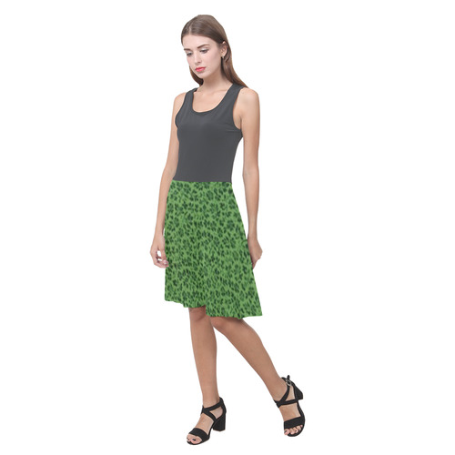 Pirate Black and Vintage Flowers Ivy Green Atalanta Casual Sundress(Model D04)