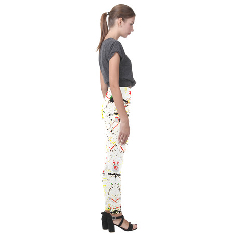Yellow & Black Paint Splatter Cassandra Women's Leggings (Model L01)