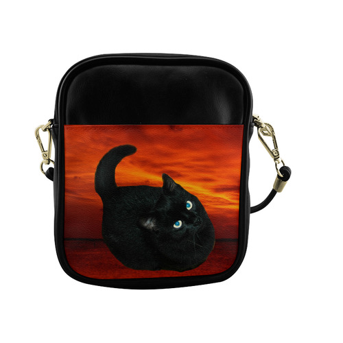 Cat and Red Sky Sling Bag (Model 1627)