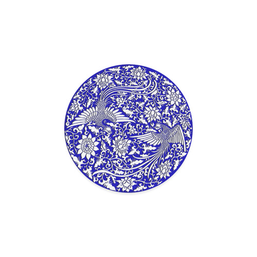 Flying Phoenixes on blue exquisite Chinese pattern Round Coaster