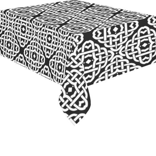 CELTIC KNOT pattern - black white Cotton Linen Tablecloth 52"x 70"
