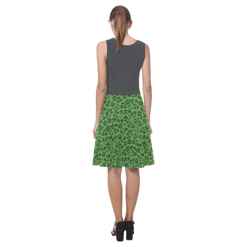 Pirate Black and Vintage Flowers Ivy Green Atalanta Casual Sundress(Model D04)