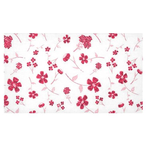 sweet shiny floral red Cotton Linen Tablecloth 60"x 104"