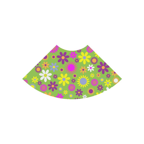 Retro Flower Power Green I Atalanta Casual Sundress(Model D04)