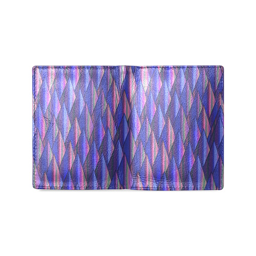 Purple and Blue Triangle Peaks Men's Leather Wallet (Model 1612)