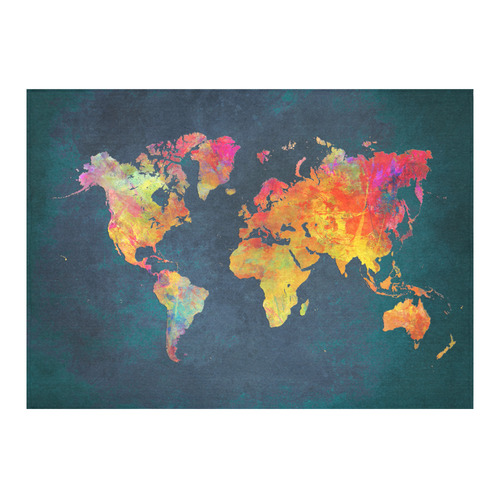 world map 16 Cotton Linen Tablecloth 60"x 84"