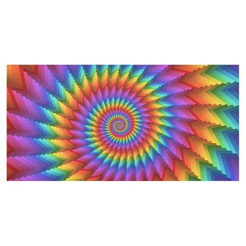 Psychedelic Rainbow Fractal Spiral Cotton Linen Tablecloth 60"x120"