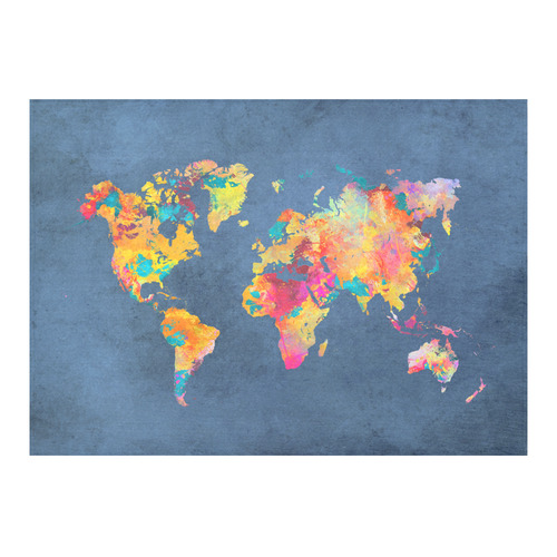 world map 18 Cotton Linen Tablecloth 60"x 84"