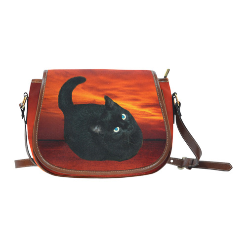 Cat and Red Sky Saddle Bag/Large (Model 1649)