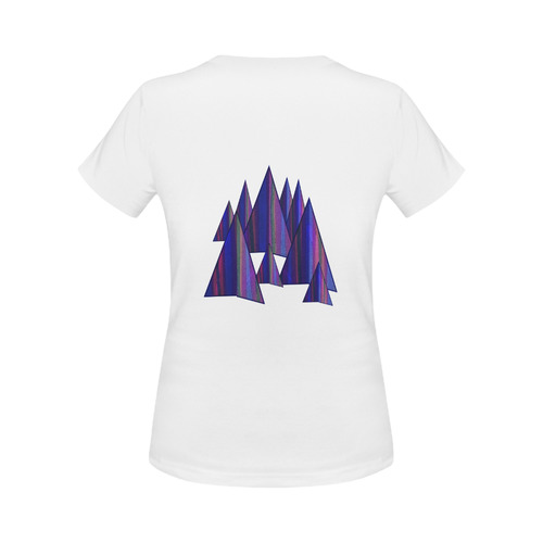 Purple and Blue Triangle Peaks Women's Classic T-Shirt (Model T17）