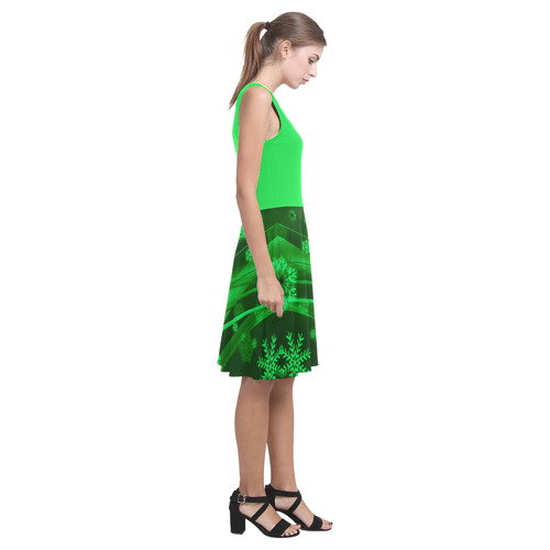 Gorgeous Green Snowflakes II Atalanta Casual Sundress(Model D04)