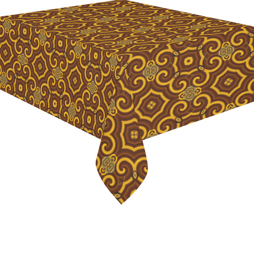 Chocolate Damask Cotton Linen Tablecloth 52"x 70"