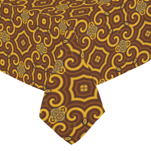 Chocolate Damask Cotton Linen Tablecloth 52"x 70"