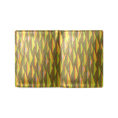 Autumn Gold and Green Triangle Peaks Men's Leather Wallet (Model 1612)