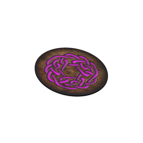 Bright neon purple Celtic Knot on genuine leather digital pattern Round Coaster