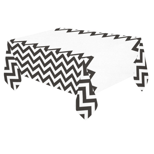 HIPSTER zigzag chevron pattern black & white Cotton Linen Tablecloth 60"x 84"