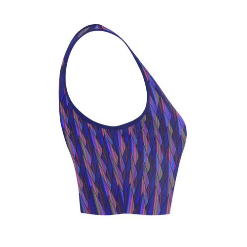 Purple and Blue Triangle Peaks Women's Crop Top (Model T42)