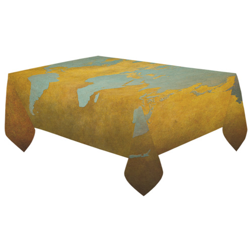 world map 34 Cotton Linen Tablecloth 60"x 104"