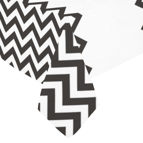 HIPSTER zigzag chevron pattern black & white Cotton Linen Tablecloth 60"x 84"