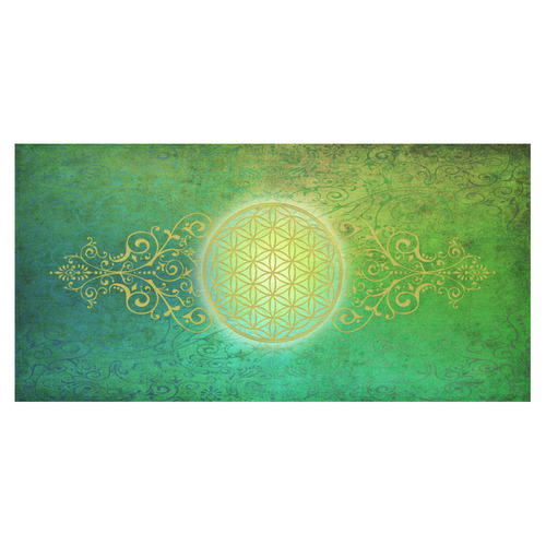 Symbol FLOWER OF LIFE vintage gold green Cotton Linen Tablecloth 60"x120"