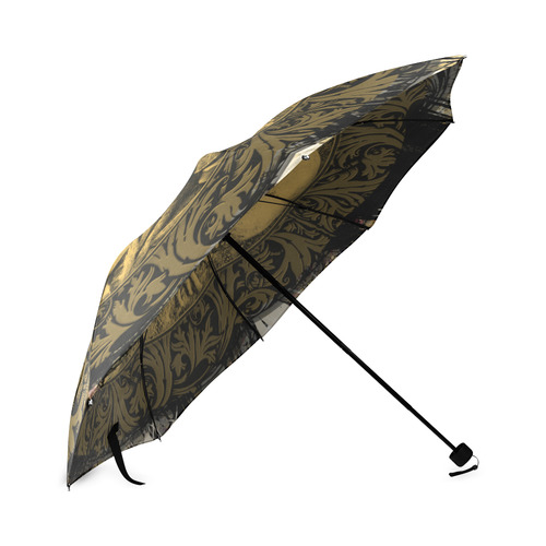 The skeleton in a round button with flowers Foldable Umbrella (Model U01)