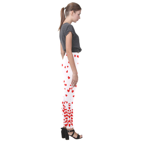 Red Falling Hearts on Pink Cassandra Women's Leggings (Model L01)