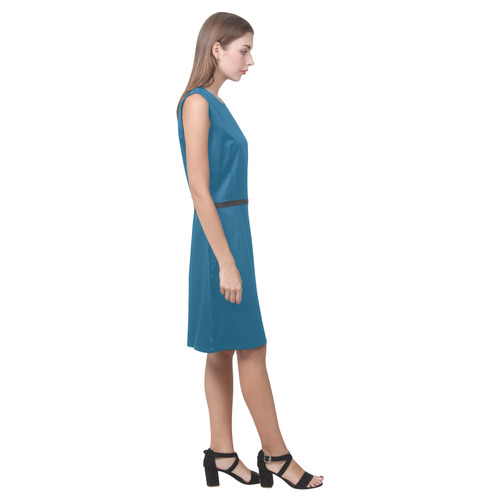 Teal Blue Sapphire Eos Women's Sleeveless Dress (Model D01)