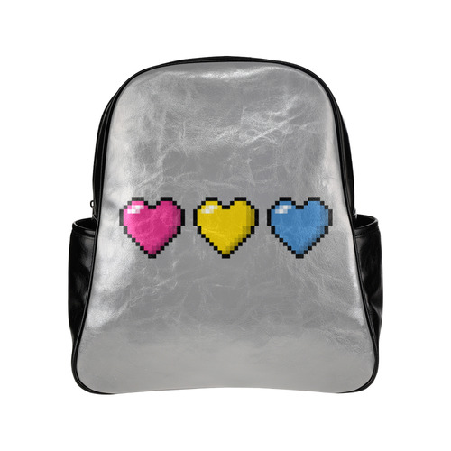 Pansexual Pixel Hearts Multi-Pockets Backpack (Model 1636)