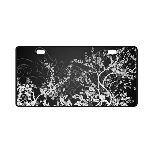 Flowers in black and white License Plate