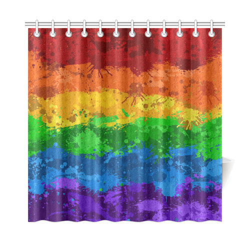 Rainbow Paint Splatter Flag Shower Curtain 72"x72"