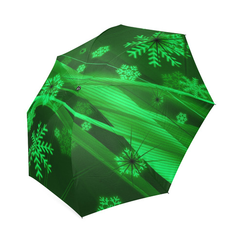Gorgeous Green Snowflakes I Foldable Umbrella (Model U01)