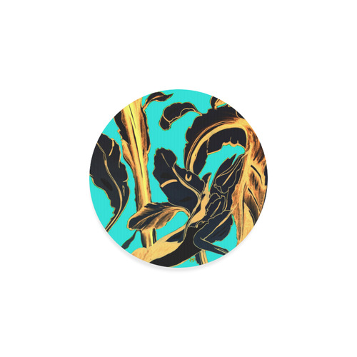 Blue Succulent gold teal Round Coaster