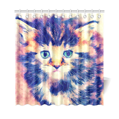 watercolor cat Shower Curtain 69"x72"