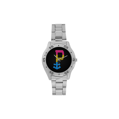 Pansexual Pride Symbol Men's Stainless Steel Analog Watch(Model 108)