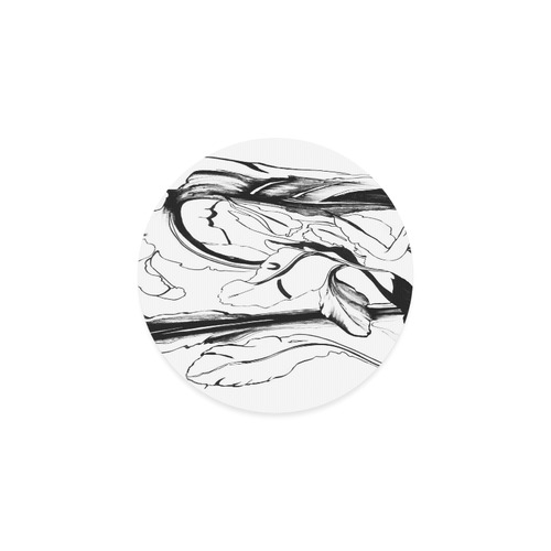 Blue Succulent Black and White Round Coaster