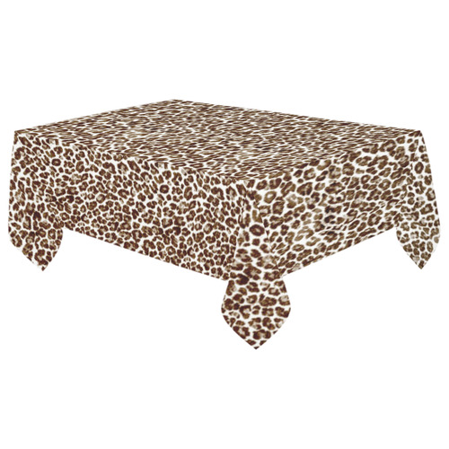 Snow Leopard Cotton Linen Tablecloth 60"x 104"