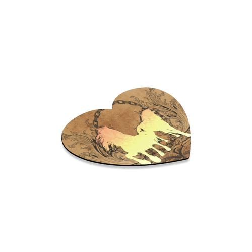 Beautiful horse silhouette in yellow colors Heart Coaster