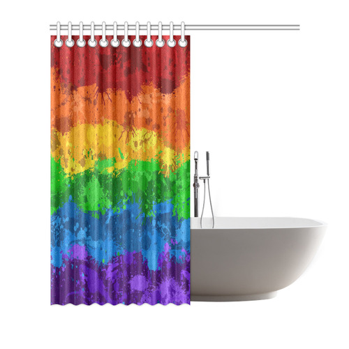 Rainbow Paint Splatter Flag Shower Curtain 72"x72"