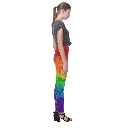 Rainbow Paint Splatter Flag Cassandra Women's Leggings (Model L01)