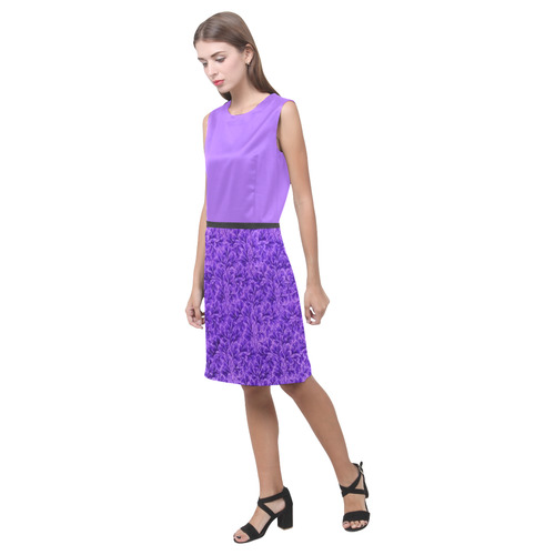 Vintage Floral Lace Leaf Amethyst Purple II Eos Women's Sleeveless Dress (Model D01)