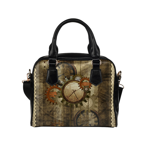 Steampunk, wonderful noble desig, clocks and gears Shoulder Handbag (Model 1634)