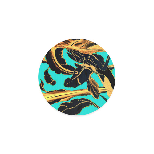 Blue Succulent gold teal Round Coaster