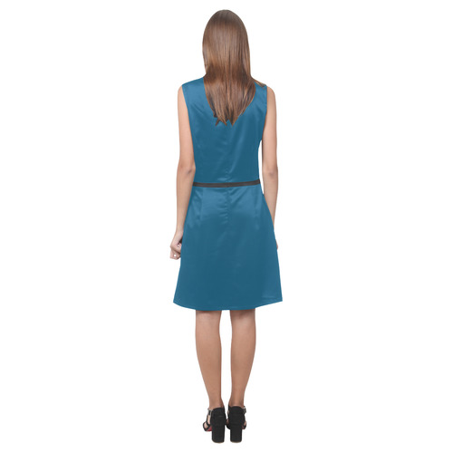 Teal Blue Sapphire Eos Women's Sleeveless Dress (Model D01)
