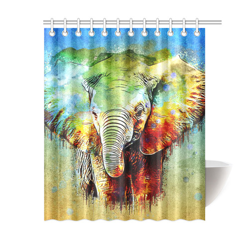 watercolor elephant Shower Curtain 60"x72"