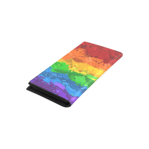 Rainbow Paint Splatter Flag Women's Leather Wallet (Model 1611)