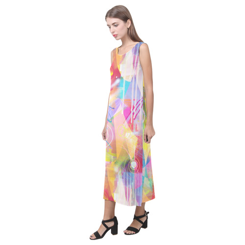 Painted Chaos Phaedra Sleeveless Open Fork Long Dress (Model D08)