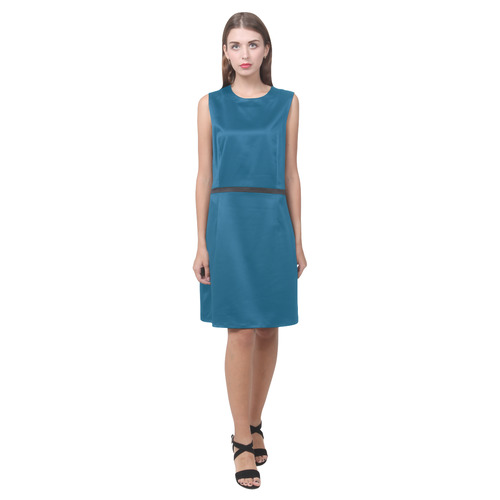 Teal Blue Sapphire Eos Women's Sleeveless Dress (Model D01)